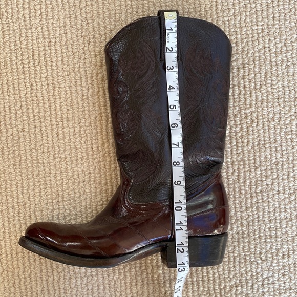 Barely Worn Eel Skin African Boots Made In Mexico Vintage Brown Leather Cowboy - Picture 17 of 17